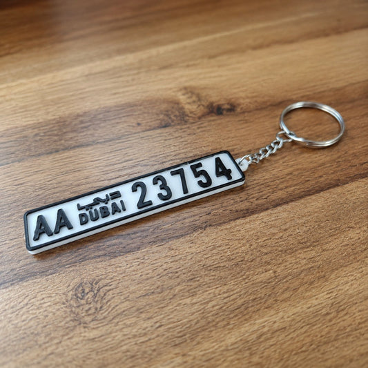 Personalized UAE Number Plate Keychain – Custom 3D Printed Car Gift for Auto Enthusiasts