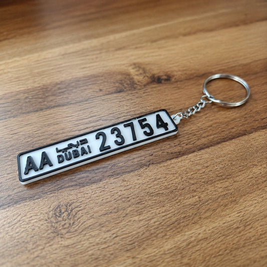 Personalized UAE Number Plate Keychain – Custom 3D Printed Car Gift for Auto Enthusiasts - Yaqut Gifts