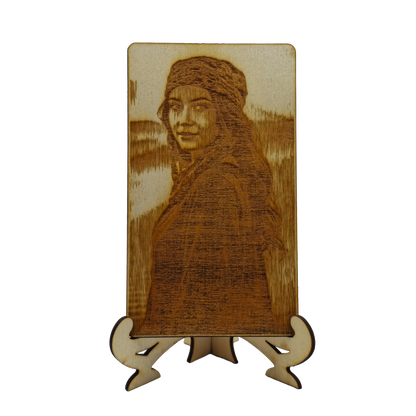 Personalized Wooden Photo Engraving with Stand – Custom Laser Engraved Picture Gift