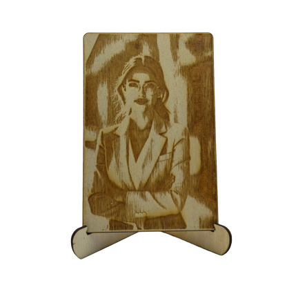 Personalized Wooden Photo Engraving with Stand – Custom Laser Engraved Picture Gift