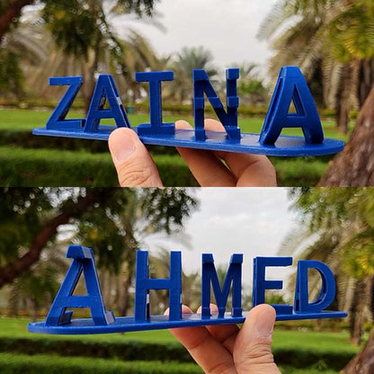 Personalized 3D double-sided name gift in blue