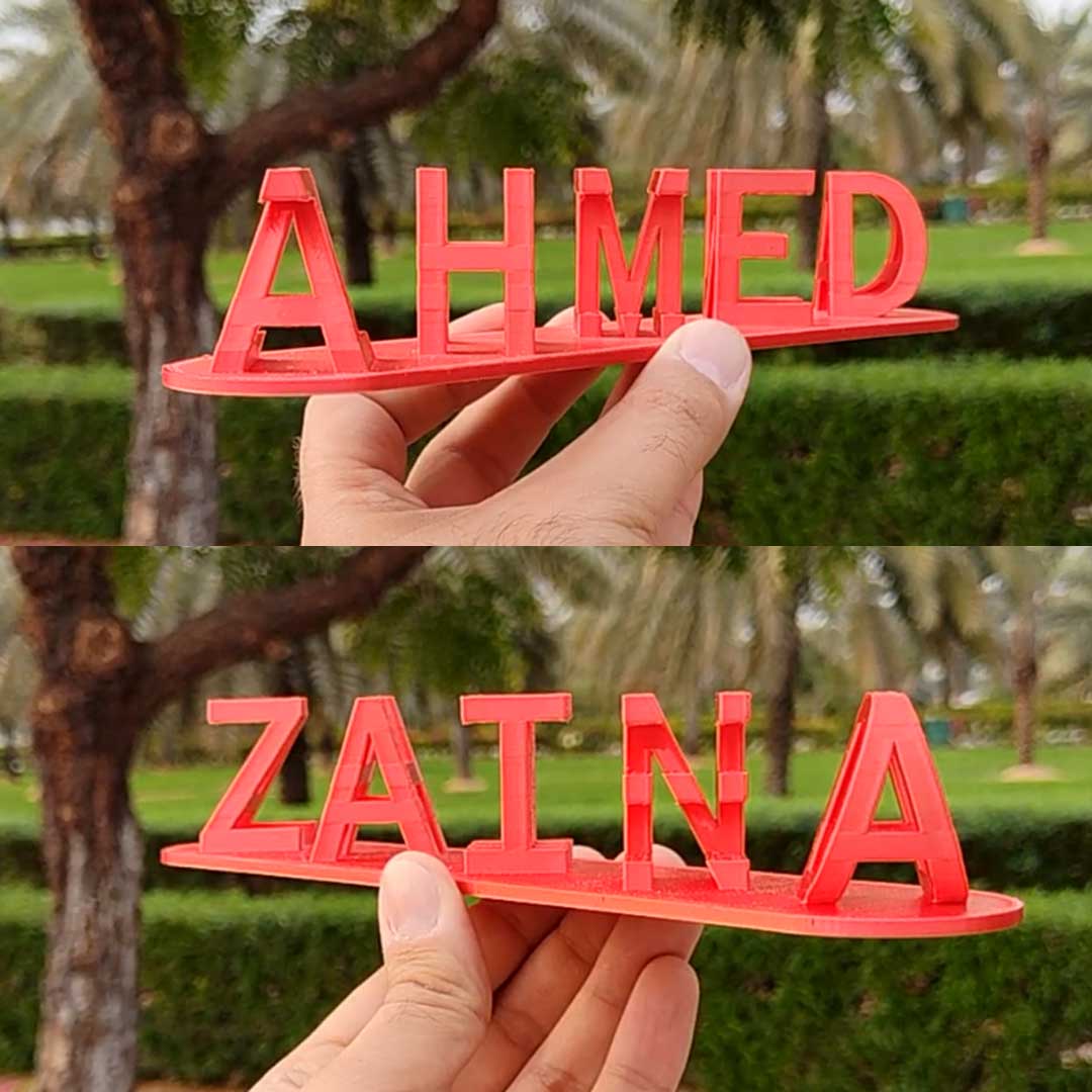 Custom 3D double name gift in red for couples