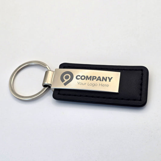 Custom Engraved Metal & Leather Keychain