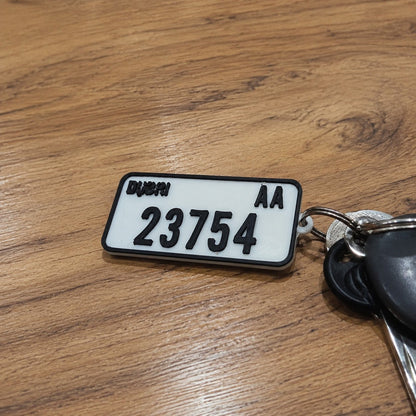 Personalized UAE Number Plate Keychain – Custom 3D Printed Car Gift for Auto Enthusiasts