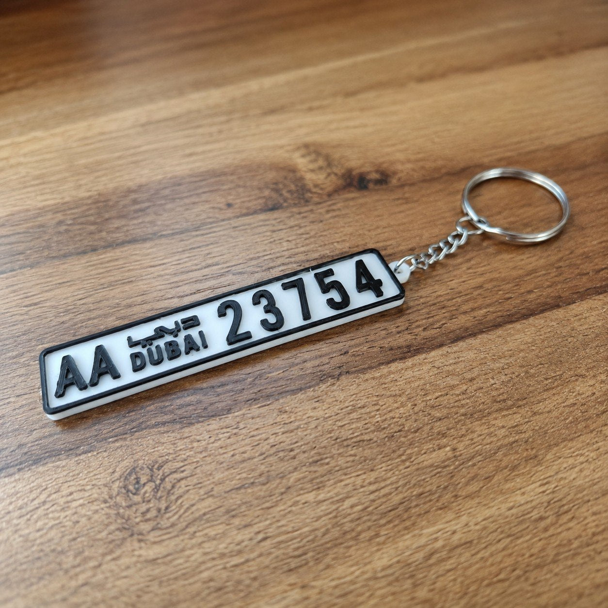 Personalized UAE Number Plate Keychain – Custom 3D Printed Car Gift for Auto Enthusiasts